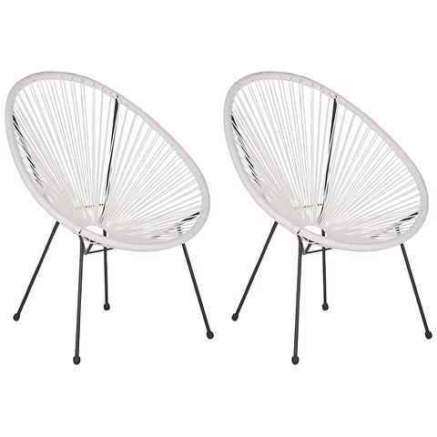 Set Di 2 Sedie Spaghetti Rattan Bianco Acapulco Ii - Foto 2