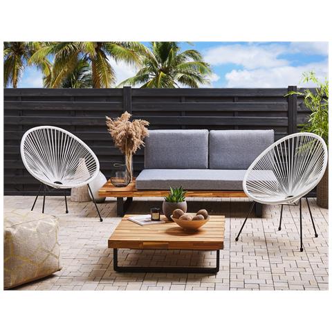 Set Di 2 Sedie Spaghetti Rattan Bianco Acapulco Ii - Foto 1