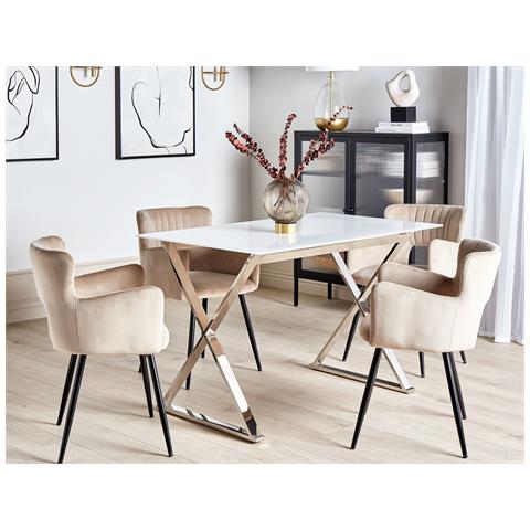 Tavolo Da Pranzo Attica Bianco 120 Cm 70 Cm Vetro Temperato - Foto 1