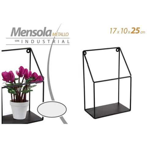 Trade Shop - Mensola Bacheca Parete Metallo Nero Industrial Classic Moderno 17x10x25cm 822254 - Foto 1