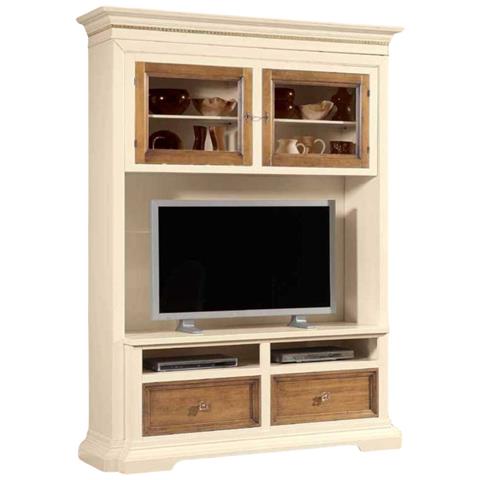 Parete Attrezzata In Legno Avorio Noce L. 168 P. 57 H. 235 - Foto 1