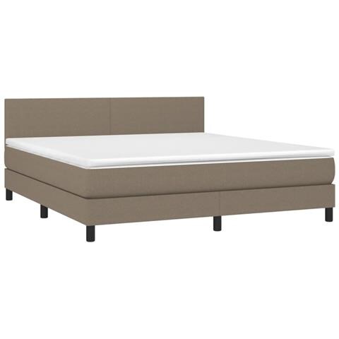 Letto A Molle Con Materasso E Led Tortora 180x200 Cm In Tessuto - Foto 2
