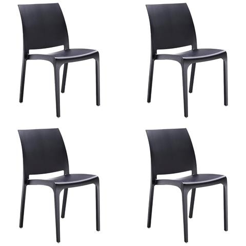 Sedia In Resina Impilabile Made In Italy Design Per Interno Esterno Sofia Nera 4 Pz - Foto 1