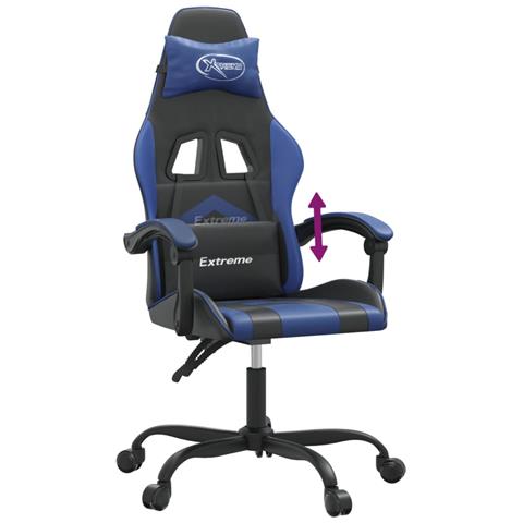 Sedia da Gaming Nera e Blu in Similpelle - Foto 10