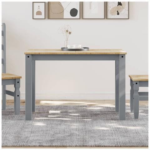 Tavolo Da Pranzo Panama Grigio 117x60x75 Cm Legno Massello Pino - Foto 1