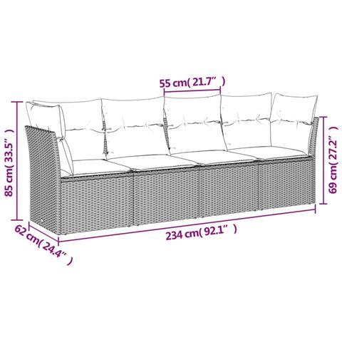 Set Divani Da Giardino 4 Pz Con Cuscini Nero In Polyrattan - Foto 3