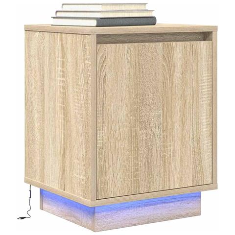 Comodino Con Luci Led Rovere Sonoma 38x34x50 Cm - Foto 1