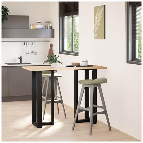 Gambe Tavolo Bar A Forma T 2 Pz Nero 40x35x(100-101) Cm Acciaio - Foto 2