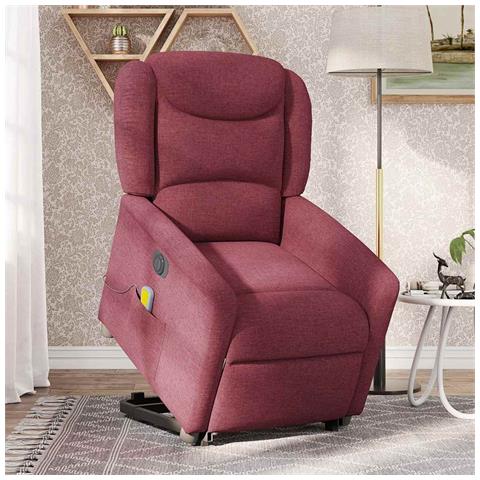 Poltrona Alzapersona Massaggiante Elettrica Rosso Vino Tessuto - Foto 2