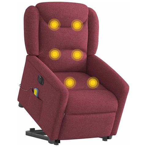Poltrona Alzapersona Massaggiante Elettrica Rosso Vino Tessuto - Foto 3
