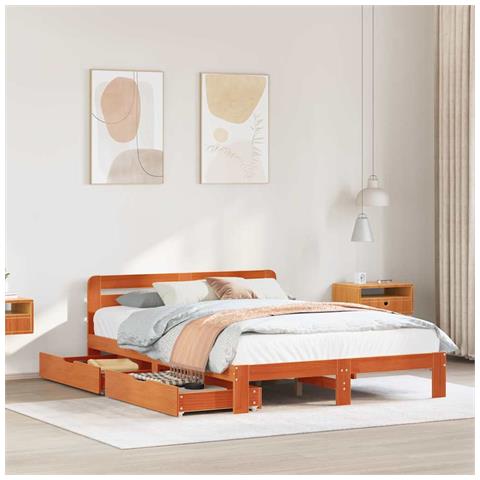 Letto senza Materasso Marrone Cera 120x190 cm in Legno di Pino - Foto 10
