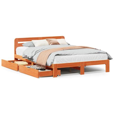 Letto senza Materasso Marrone Cera 120x190 cm in Legno di Pino - Foto 1