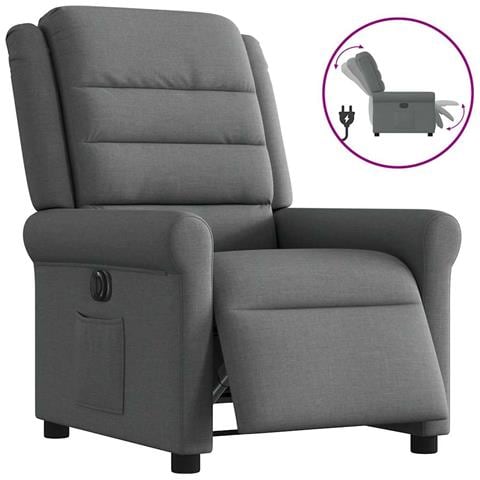 Poltrona Elettrica Reclinabile Grigio Scuro In Tessuto - Foto 1