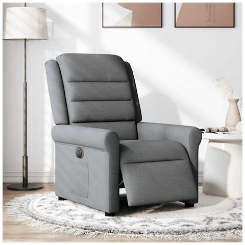 Poltrona Elettrica Reclinabile Grigio Scuro In Tessuto - Foto 3