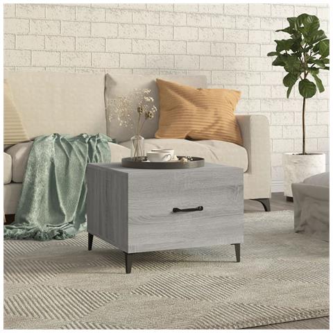 Lusso Casadino - Tavolino Da Salotto Gambe In Metallo Grigio Sonoma 50x50x40 Cm - Foto 8