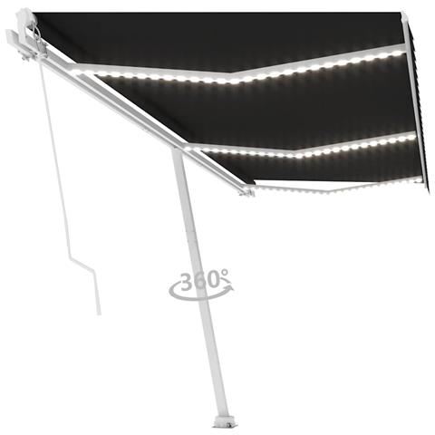 Lusso Casadino -  Tenda Da Sole Retrattile Manuale Con Led 600x300 Cm Antracite - Foto 1