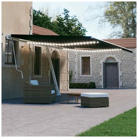 Lusso Casadino -  Tenda Da Sole Retrattile Manuale Con Led 600x300 Cm Antracite - Foto 8