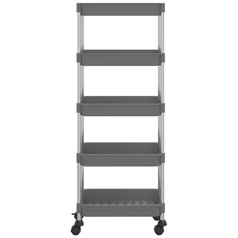 Carrello Da Cucina 5 Ripiani Grigio 42x29x128 Cm Ferro E Abs - Foto 2
