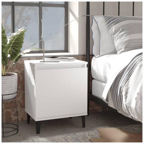 Lusso Casadino -  Comodino Con Gambe In Metallo Bianco 40x30x50 Cm - Foto 8