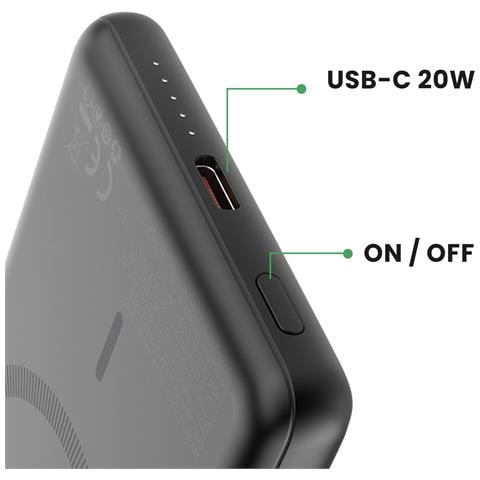 Batteria 5000 Mah 15w Usb C Alluminio Riciclato, Grigio Scuro - Foto 2