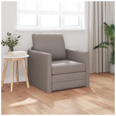 Divano Letto 2-in-1 Tortora 74x77x81 cm Tessuto - Foto 2