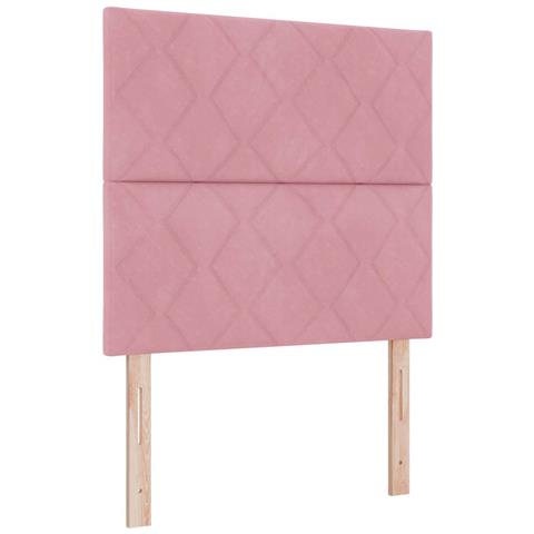 Testiera in velluto rosa  con design a rombi 100 cm, Testiera in velluto rosa  con design a rombi 200 cm - Foto 1