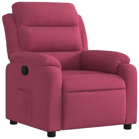 Poltrona Reclinabile Rosso Vino in Velluto - Foto 1