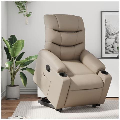 Poltrona Alzapersona Reclinabile Cappuccino in Similpelle - Foto 2