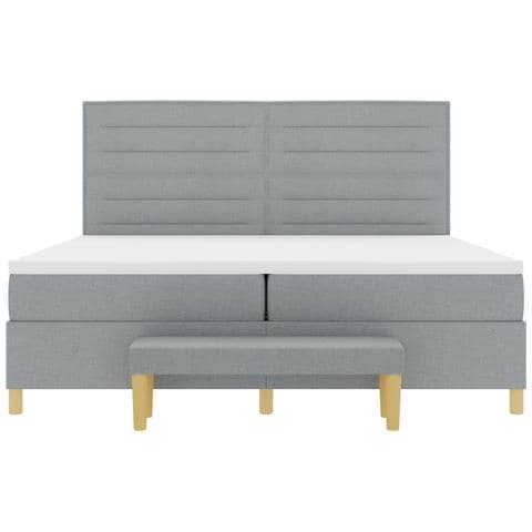 Letto a Molle con Materasso e Panchina Grigio Chiaro 200x200 cm Tessuto - Foto 9