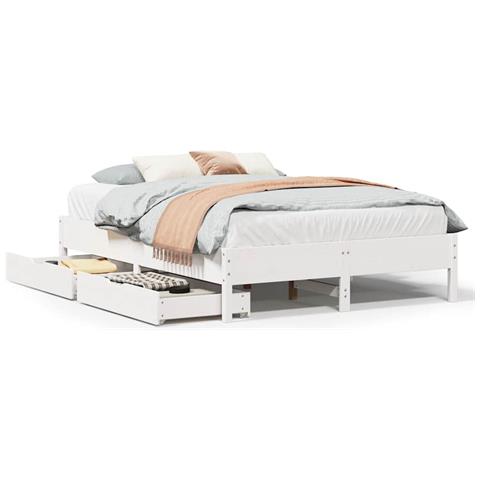 Letto senza Materasso Bianco 120x190 cm Legno Massello di Pino - Foto 1