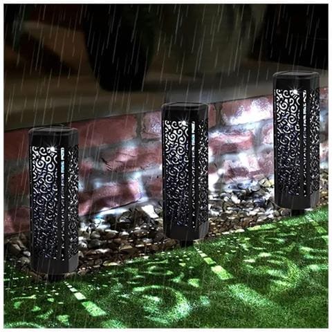 Set Di 4 Luci Solari Da Giardino A Reticolo Quadrato A Led Nere - Luce Bianca - Foto 2