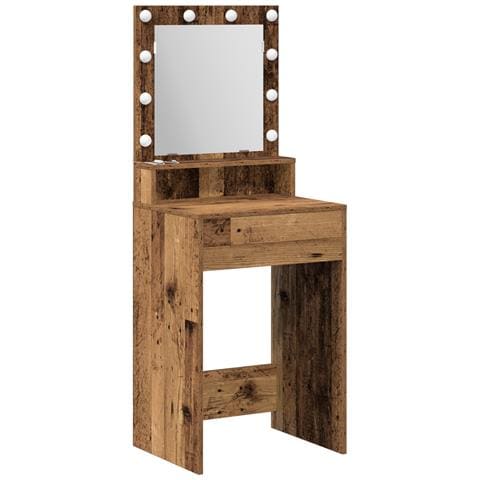 Tavolo da Toeletta con Luci LED - Legno Vecchio, 50x41x135 cm - Foto 1