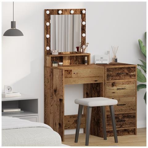 Tavolo da Toeletta con Luci LED - Legno Vecchio, 50x41x135 cm - Foto 2