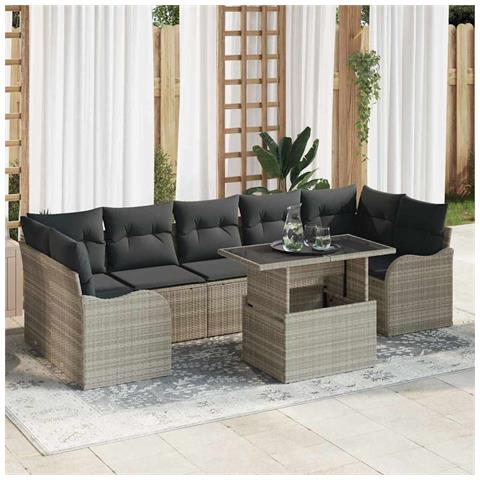 Set Divano da Giardino 8 pcs Grigio chiaro 100 x 55 x 73 cm - Foto 2