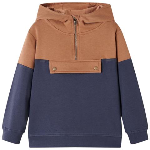 Felpa con Cappuccio e Mezza Cerniera per Bambini Antracite Cognac 128 - Foto 1