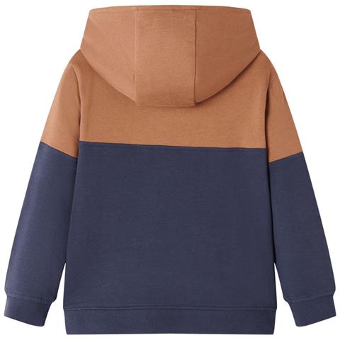 Felpa con Cappuccio e Mezza Cerniera per Bambini Antracite Cognac 128 - Foto 2