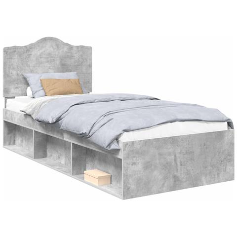 Struttura del letto Calcestruzzo 90 x 200 cm Pino massello - Foto 1