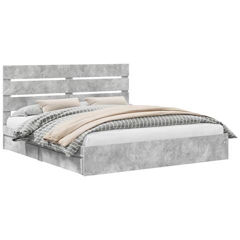 Letto con Contenitore con testiera Grigio cemento 200 x 200 cm - Foto 1