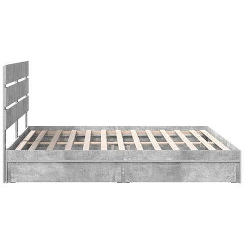 Letto con Contenitore con testiera Grigio cemento 200 x 200 cm - Foto 9