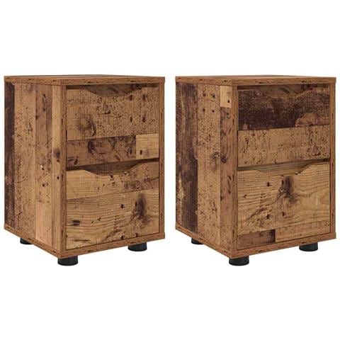 Comodini con cassetto 2 pcs Legno vecchio 30,5 x 30 x 43 cm - Foto 1