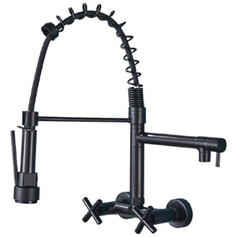 Rubinetto per lavello da cucina, Blackswan, tipo M1, modello nero con montaggio a parete e 2 modalità, misura 43 cm - Foto 1