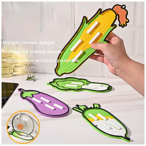 Tappetino Porta Coperchio A Forma Di Mais - Organizzatore Resistente Al Calore Per Piano Cucina - Foto 2