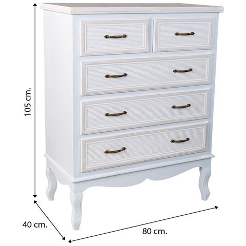 Cassettiera In Legno Bianco 80x40x105h - Foto 8