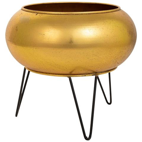 Fioriera Con Supporto In Metallo Dorato 29x29x26,5h - Foto 1