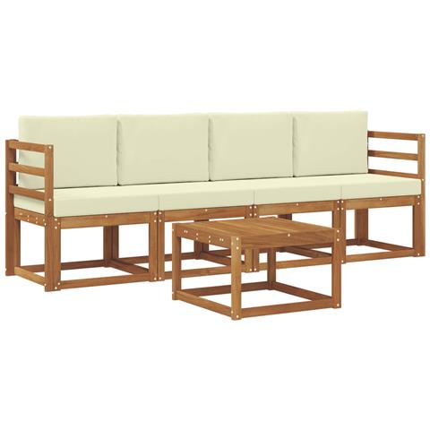 Set di divani da esterno con cuscino 5 pcs Naturale e Crema - Foto 1