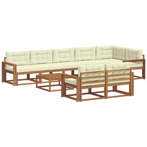Set di divani da esterno con cuscino 9 pcs Naturale e Crema - Foto 1