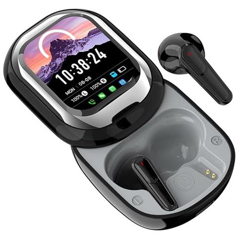 Cuffie Bluetooth Con Display A Schermo Nero - Auricolari Wireless Con Cancellazione Attiva Del Rumore, Notifiche In Tempo Reale, 50h Di Autonomia, Traduzione 24 Lingue, Impermeabili (copia) - Foto 1