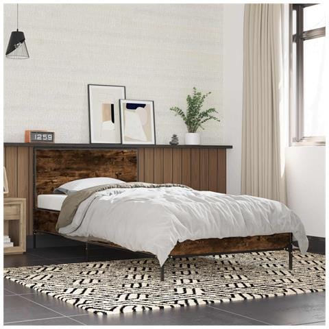 Struttura letto con testata Rovere Fumo 80 x 200 cm - Foto 2