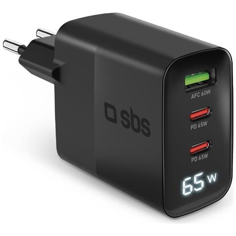 TETRGANLCD1USB2C65K Caricabatterie per dispositivi mobili Universale Nero AC Ricarica rapida Interno - Foto 1