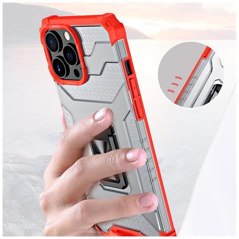 Custodia Rigida Con Supporto A Cavalletto Per Iphone 12 Pro Max Rosso - Foto 2